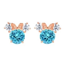 Disney Minnie Mouse Birthstone Earrings For Kids By CRISLU – Rose Gold