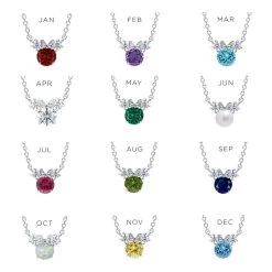 Disney Minnie Mouse Birthstone Necklace For Kids By CRISLU – Platinum -Disney 7401057015608 1