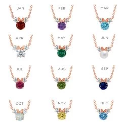 Disney Minnie Mouse Birthstone Necklace For Kids By CRISLU – Rose Gold -Disney 7401057015620 1